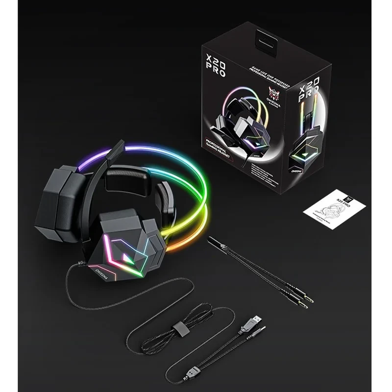 هدست گیمینگ ‌ برند اونیکوما مدل X20 با نویز کنسلینگ میکروفون، درگاه شارژ USB، دارای نورپردازی RGB، طراحی ارگونومیک و پدهای نرم و راحت
