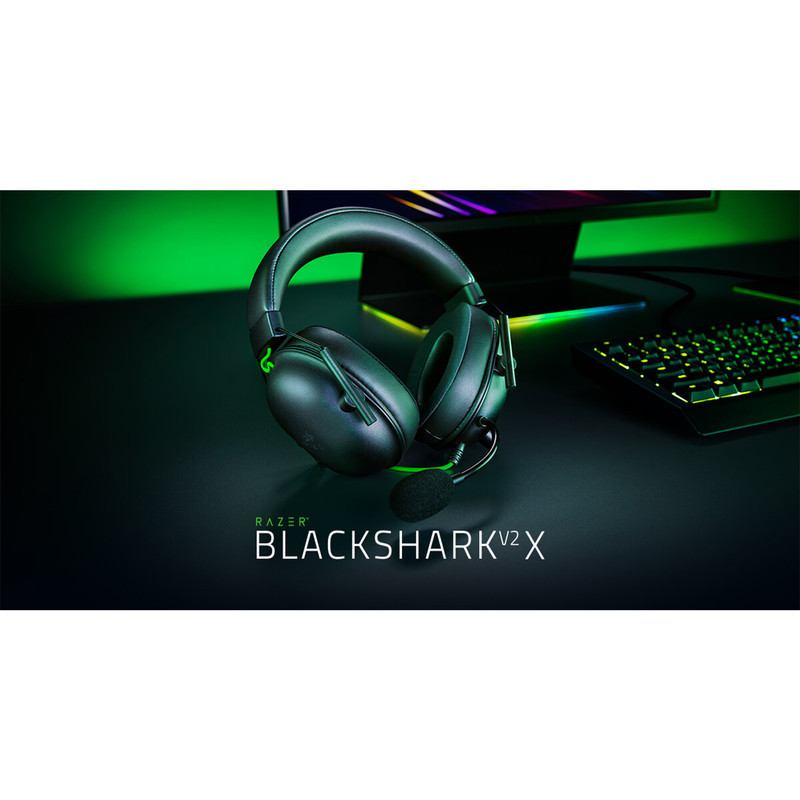 هدست گیمینگ بلوتوثی ریزر مدل BlackShark V2 X با نویز کنسلینگ بدنه، نویز کنسلینگ میکروفون (ENC)، اتصال از طریق جک 3.5 میلی‌متری، دارای صدای فراگیر 7.1 کاناله، دارای تکنولوژی صدای 360 درجه