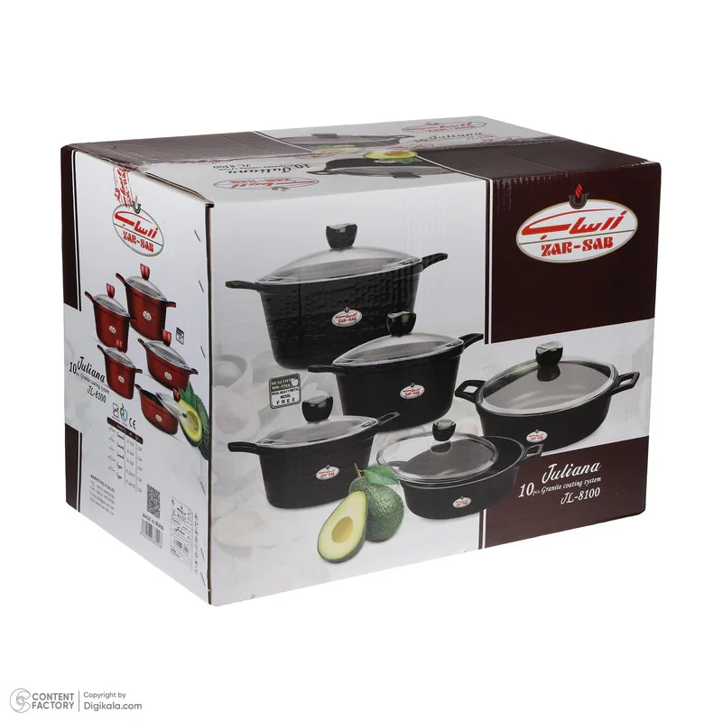 سرویس قابلمه و تابه گرانیت 10 پارچه زرساب مدل جولیانا کد JL-8100