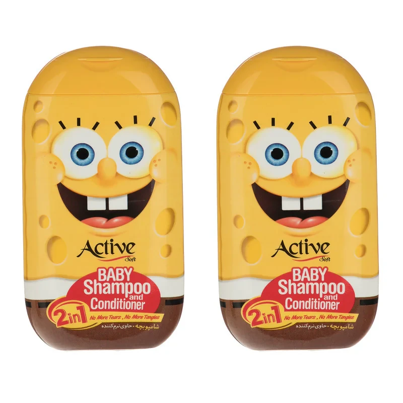 شامپو بچه اکتیو مدل Sponge Bob وزن 280 گرم بسته 2 عددی