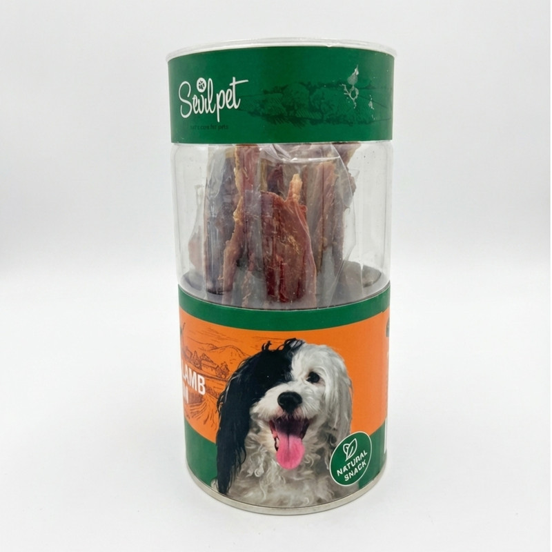 تشویقی سگ مدل سرخ روده نواری بره Striped Lamb Duodenum بدون طعم وزن 80 گرم