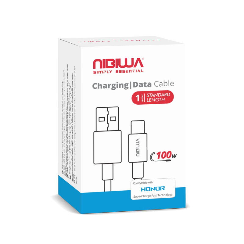 کابل تبدیل USB به USB-C نیبیوا مدل SuperChargeHonor طول یک متر