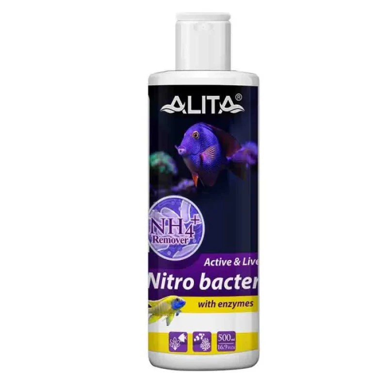 محلول باکتری زنده نیتریفیکاسیون آکواریوم آلیتا مدل Nitro Bacter حجم 500 میلی‌لیتر