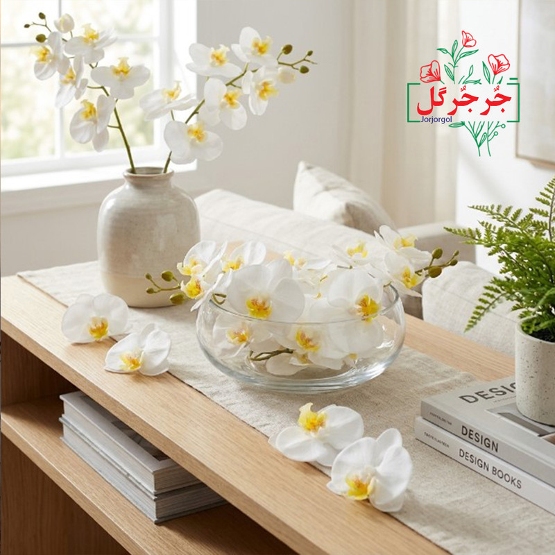 گل مصنوعی جُرجُرگل مدل سرگل ارکیده لمسی بسته 10 عددی