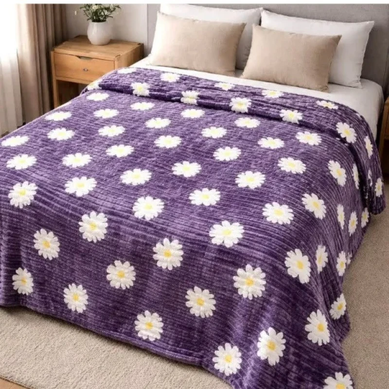 پتو مسافرتی 2 نفره مدل پلیسه بابونه سایز 220x200 سانتی‌متر