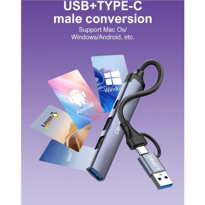 هاب usb3 چهارپورتUSB-C الدینیو مدل DS-64C
