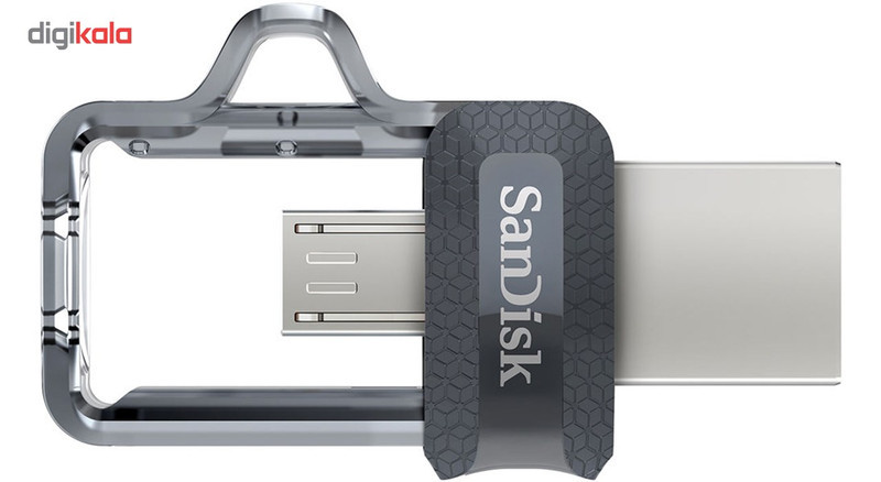 فلش مموری دوکاره سن دیسک مدل Ultra Dual Drive M3.0 ظرفیت 128 گیگابایت با رابط USB3.0 و MicroUSB، سرعت خواندن تا 150 مگابایت بر ثانیه و پشتیبانی از اپلیکیشن SanDisk Memory Zone