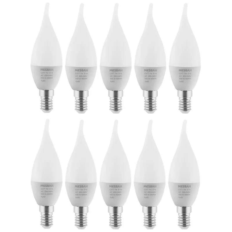 لامپ ال ای دی 7 وات مصباح مدل اشکی کد C37T-7W پایه E14 بسته 10 عددی
