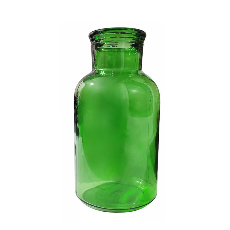 گلدان دکوری شیشه‌ای ابعاد 9x9x17 سانتی‌متر، وزن 120 گرم