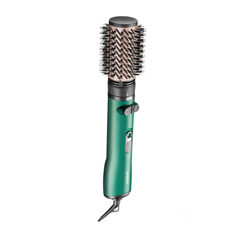 سشوار برس‌دار چرخشی 1200 وات وی جی ار مدل v-498، موتور DC، وزن 500 گرم، دارای سری برس‌دار گرد باریک، سری برس‌دار گرد پهن با ویژگی صاف‌کنندگی، حجم‌دهندگی، با قابلیت باد سرد، فناوری تولید یون
