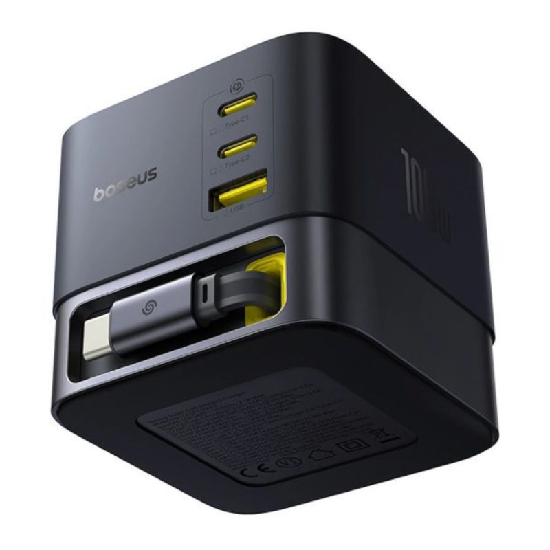 شارژر رومیزی 100 وات 3 پورت بیسوس مدل  100W Super GaN  به همراه کابل  USB-C
