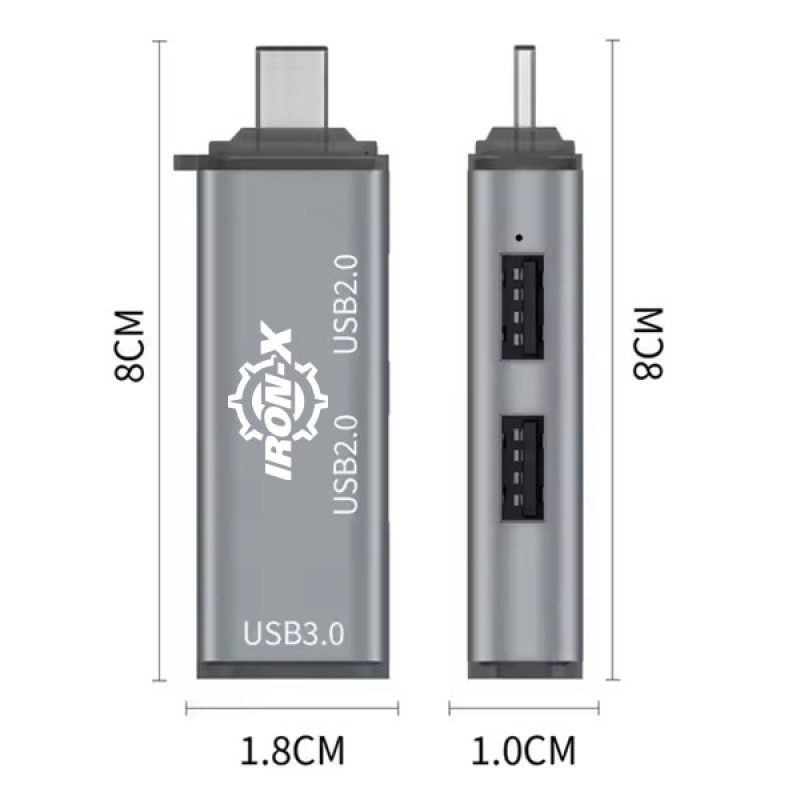 هاب 3 پورت USB 3.0 آیرون ایکس مدل TYPEC HUB300