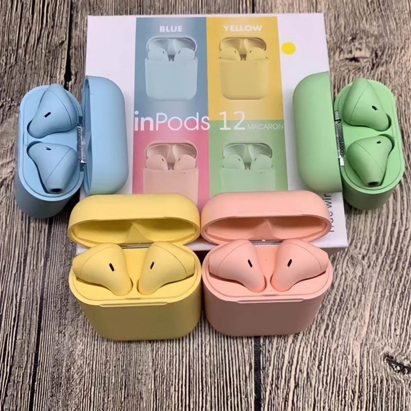هدفون بلوتوثی مدل inPods 12 بدون نویز کنسلینگ، درگاه شارژ لایتنینگ، با قابلیت شارژ سریع، مقاوم در برابر رطوبت و عرق