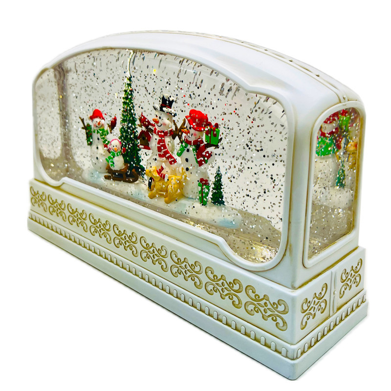 گوی موزیکال مدل پمپی لایت باکس آکواریومی طرح قصر آدم برفی و کریسمس کد P4188