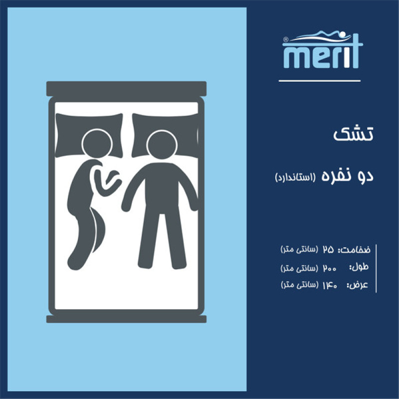 تشک مریت مدل مموری فوم دو نفره سایز 200×140 سانتی متر