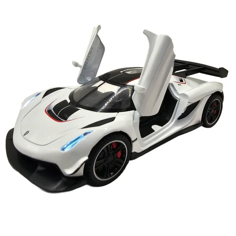 ماکت ماشین ناب سل مدل کوئینگزگ جسکو درب خفاشی فلزی موزیکال چراغدار عقب کش کد Koenigsegg JESKO همراه با استند