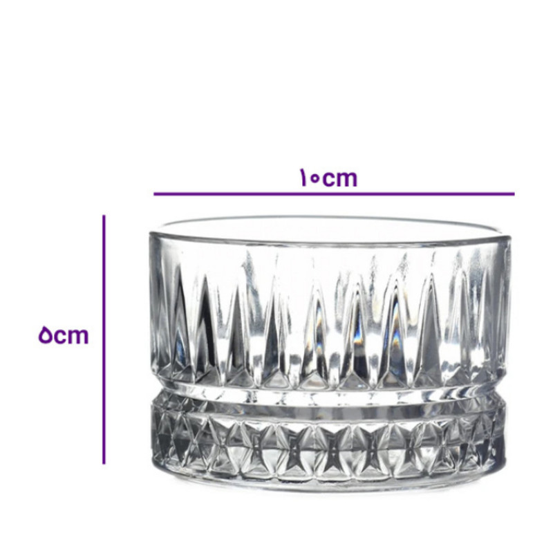 آجیل‌خوری شیشه‌ای کاوه مدل OSLO قطر 10 سانتیمتر حجم 295 میلی‌لیتر ارتفاع 5 سانتیمتر مجموعه 6 عددی