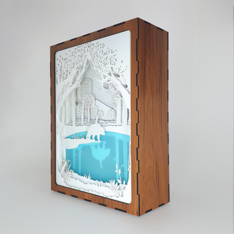 چراغ خواب مدل نایت باکس سه بعدی طرح دریاچه خرس کد SD41