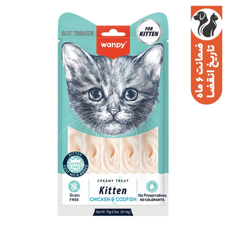 بستنی گربه ونپی مدل Creamy Treat Kitten طعم مرغ و ماهی کاد بسته 5 عددی