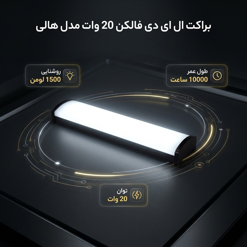براکت ال ای دی فالکن 20 وات مدل هالی مشکی