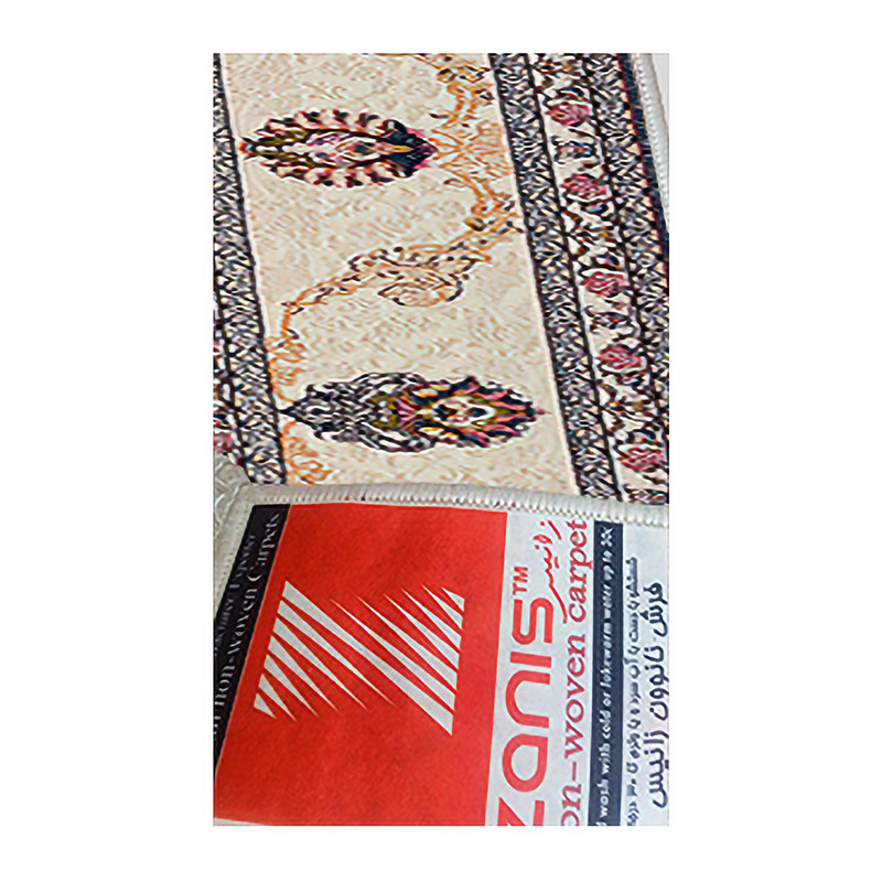 فرش ماشینی زانیس مدل سنتی طرح فانتزی زمینه کرم