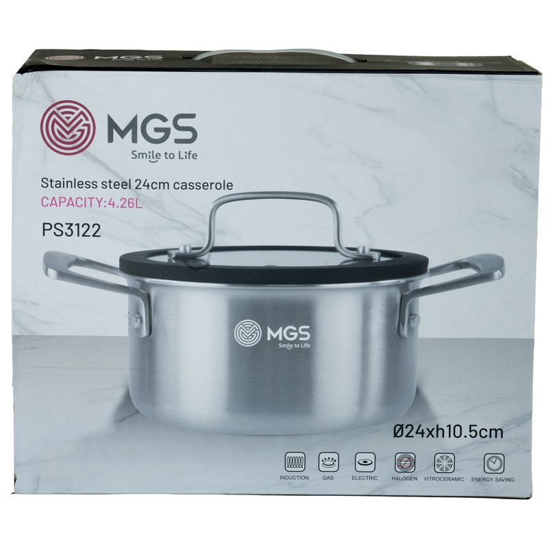 قابلمه استیل ام جی اس مدل کف لیزری PS3122 سایز 24