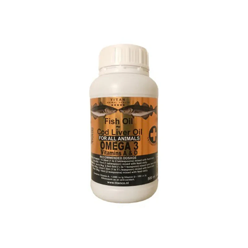 روغن ماهی درمان ریزش مو سگ و گربه تیتان مدل امگا 3 حجم 500 میلی لیتر