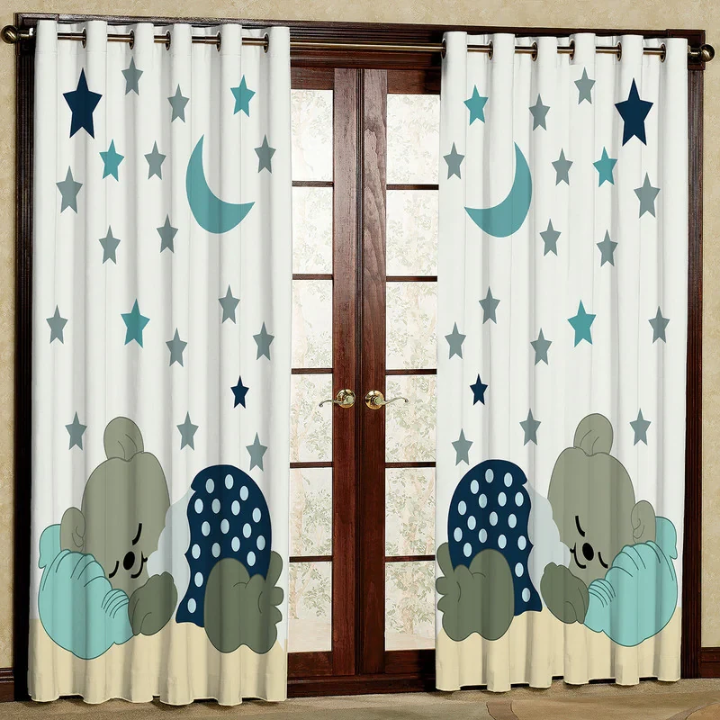 پرده مدل ماه و ستاره مخمل پانچی کد 1721 سایز 140x280 سانتی متر