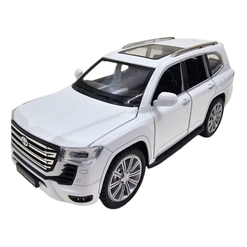 ماکت ماشین فلزی شاسی‌بلند تویوتا لندکروز ناب سل مدل land Cruiser VX با مقیاس 1:24، چراغ LED جلو و عقب، صدای موتور شبیه‌سازی شده، مکانیزم عقب‌کش، درب‌های بازشونده از بغل و بالا، رینگ و تایر لاستیکی