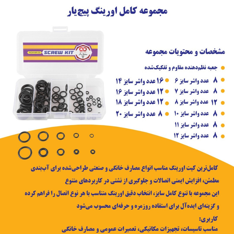 واشر مدل ORINGKIT مجموعه 101 عددی