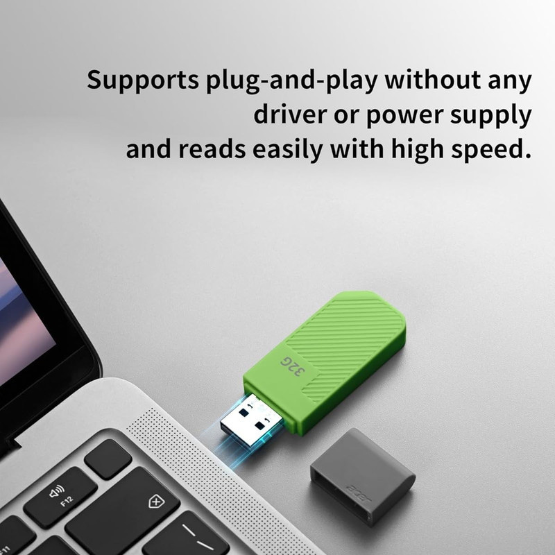 فلش مموری ایسر مدل UP300 ظرفیت 32 گیگابایت، رابط USB 3.2 Gen1، سرعت خواندن 120 مگابایت بر ثانیه، بدنه سبک و مقاوم، سازگار با ویندوز، مک و لینوکس، مناسب انتقال سریع و ذخیره‌سازی داده‌های حجیم