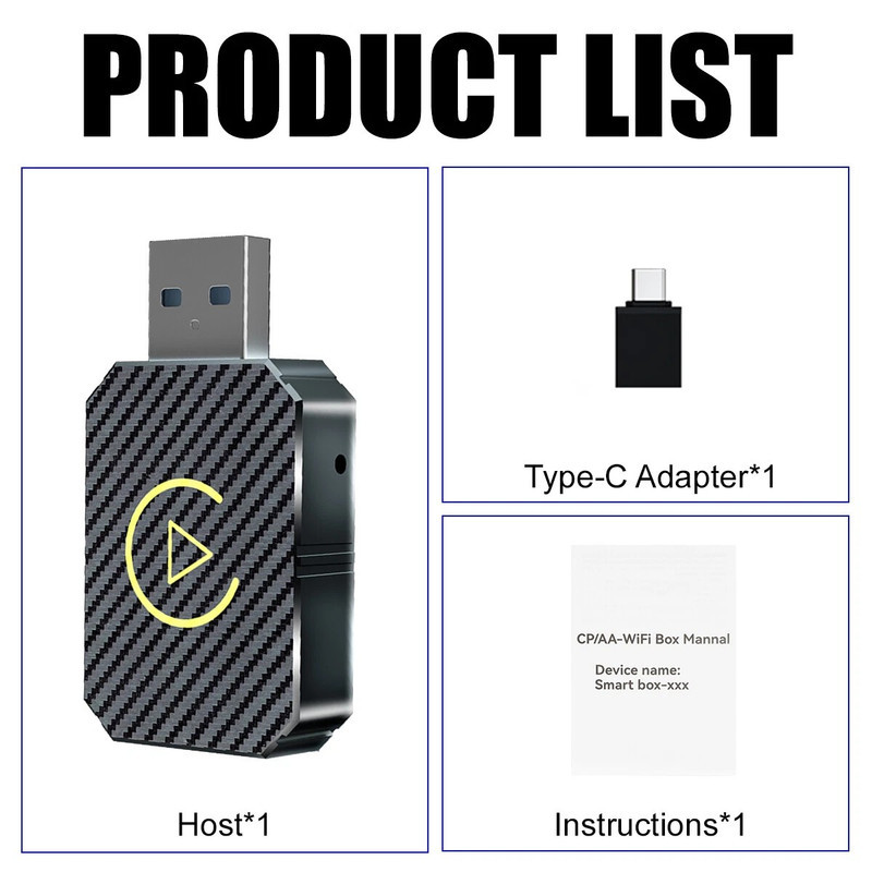 کارپلی و اندروید اتو مدل Wireless CarPlayAndroid Auto Q1M به همراه مبدل USB به USB-C