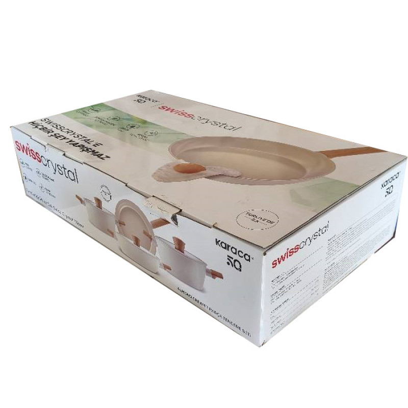 سرویس قابلمه و تابه سرامیکی 7 پارچه کاراجا مدل SwissCrystal Almond