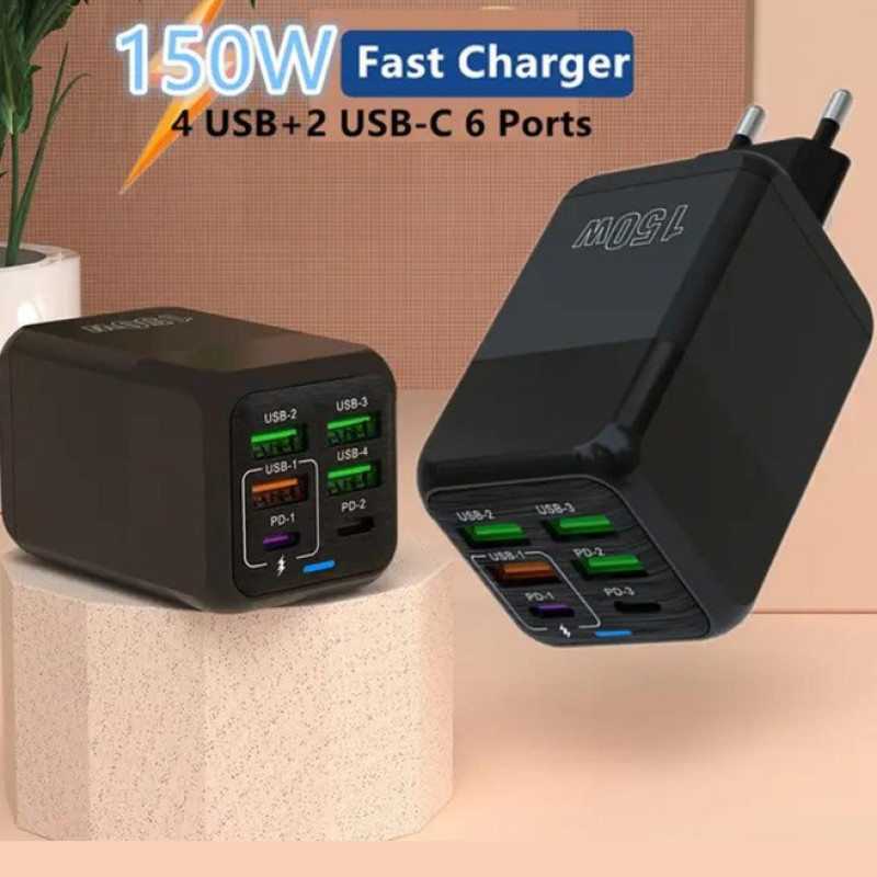 شارژر دیواری 150 وات مدل ADC-PD006 به همراه 4 عدد کابل