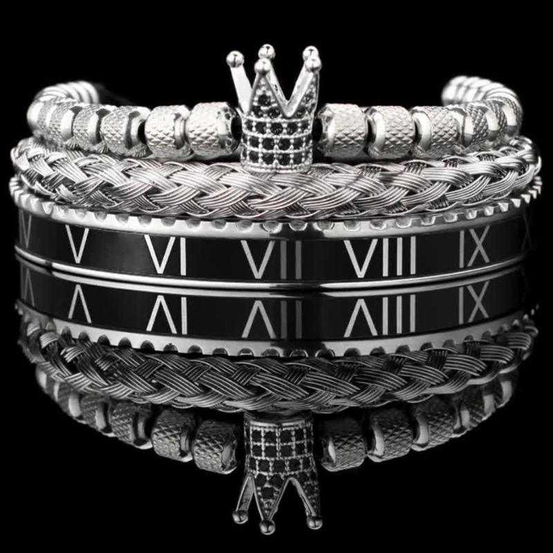 دستبند مردانه گالری گوهرسنگ مدل 3PCS مجموعه سه عددی