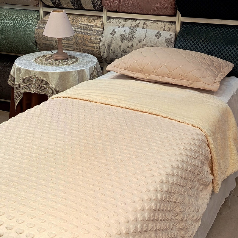 پتو دو لایه 1 نفره مدل  کریستال قلبی پشت تدی  سایز 220x160 سانتی‌متر
