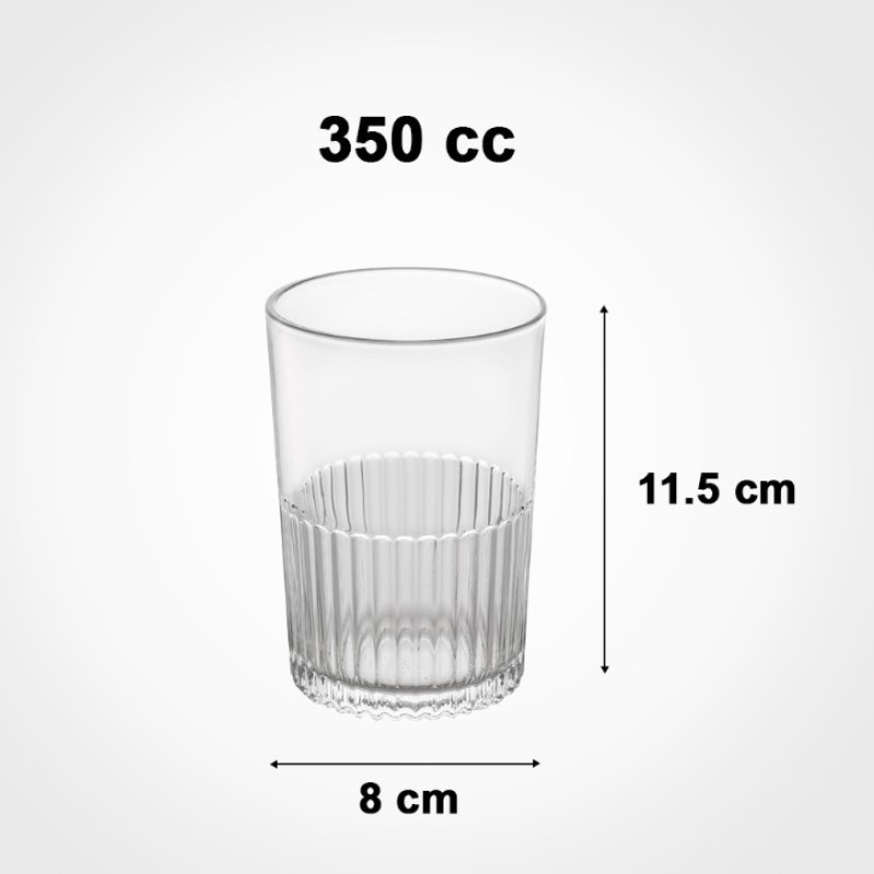 لیوان لیمون مدل شیاردار شیشه ای مجموعه 6 عددی