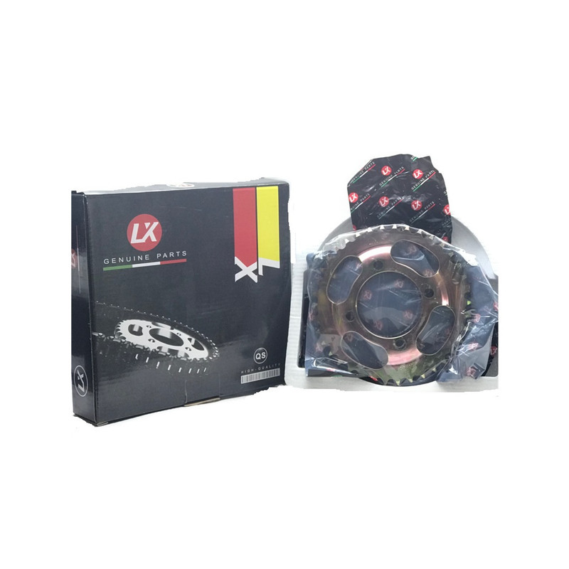 ست دنده زنجیر موتورسیکلت مدل LX کد CGL 38T15Tx428H-112L مناسب برای سی جی ال مجموعه 3 عددی
