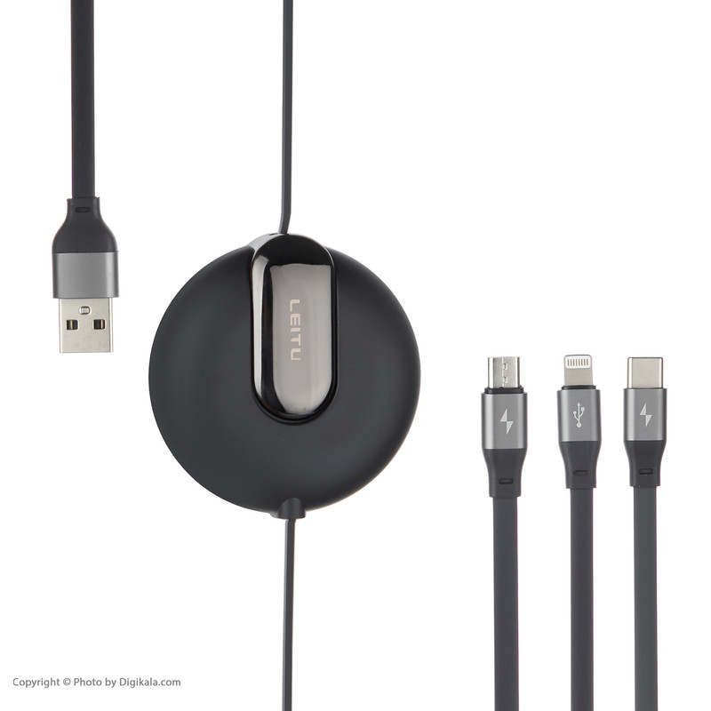کابل تبدیل USB به لایتنینگUSB-CmicroUSB لیتو مدل LD-12 طول 1 متر