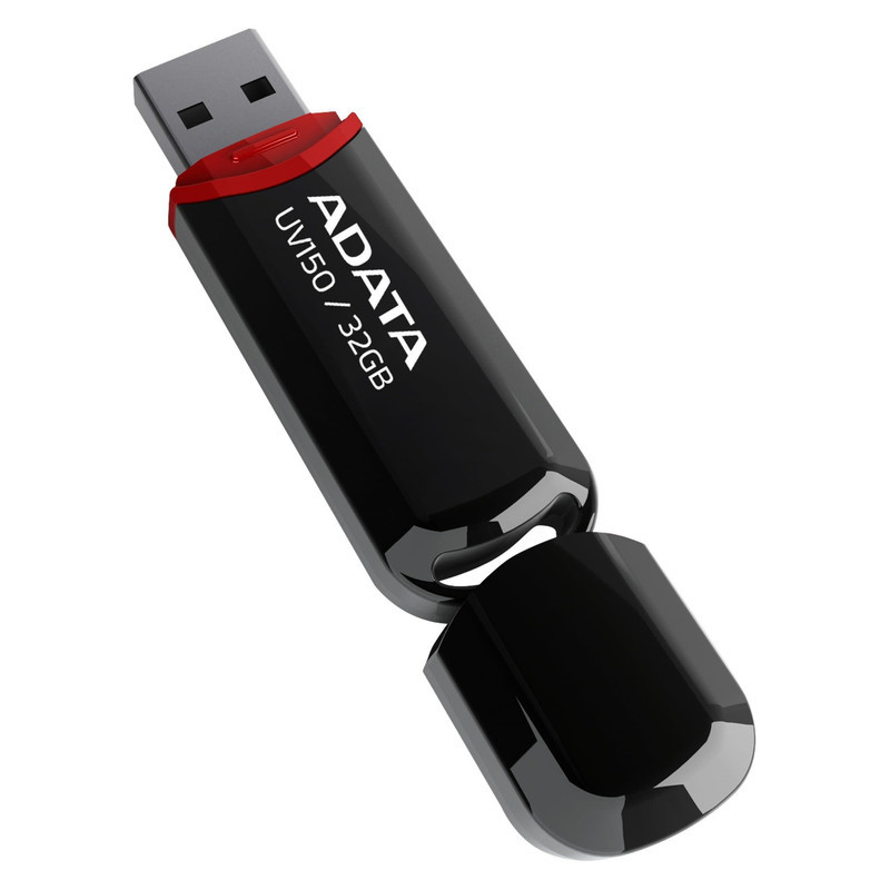 فلش مموری ای دیتا مدل UV150 ظرفیت 32 گیگابایت با رابط USB 3.2 Gen1، سرعت خواندن 90 مگابایت بر ثانیه، سرعت نوشتن 40 مگابایت بر ثانیه، طراحی درپوش‌دار و سازگار با ویندوز، مک و لینوکس