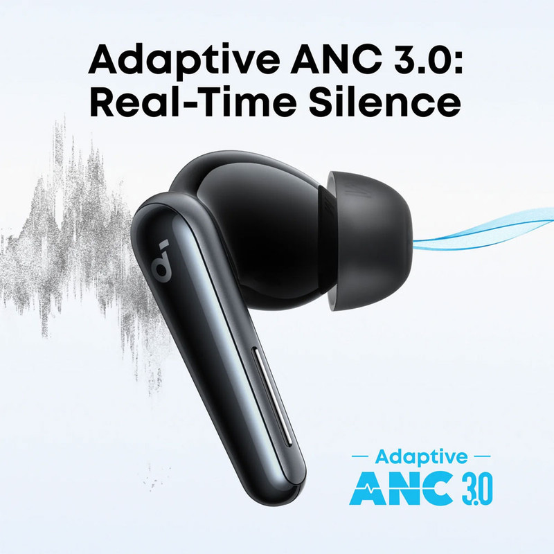 هدفون بلوتوثی انکر مدل Soundcore Liberty 5 با نویز کنسلینگ فعال (ANC)، درگاه شارژ USB Type-C، تا 30 ساعت زمان پخش موسیقی، دارای سنسور نوری داخل گوش و مقاوم در برابر رطوبت و عرق