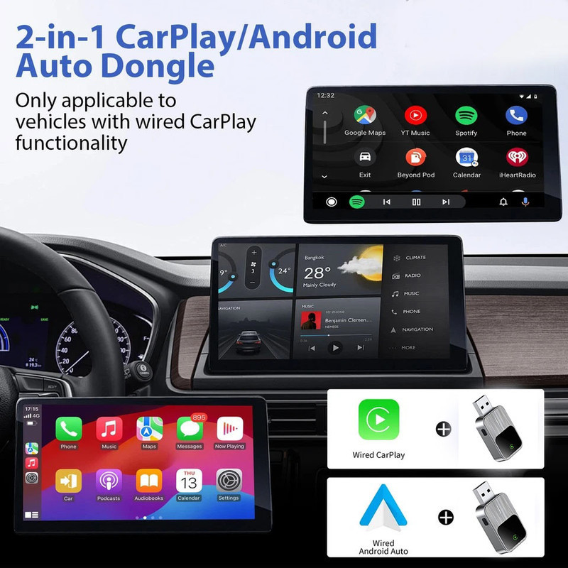 کارپلی و اندروید اتو مدل 2in1 CarplayAndroid Auto k2