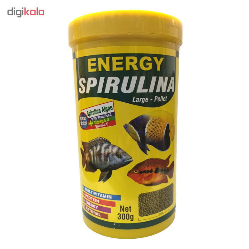 غذا ماهی انرژی مدل spirulina larg-pellet وزن 300 گرم