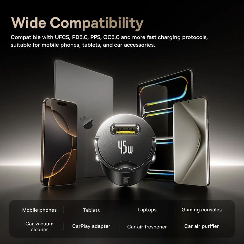 شارژر فندکی 45 وات بیسوس مدل  PrimeTrip 45W C02068 به همراه کابل USB-C