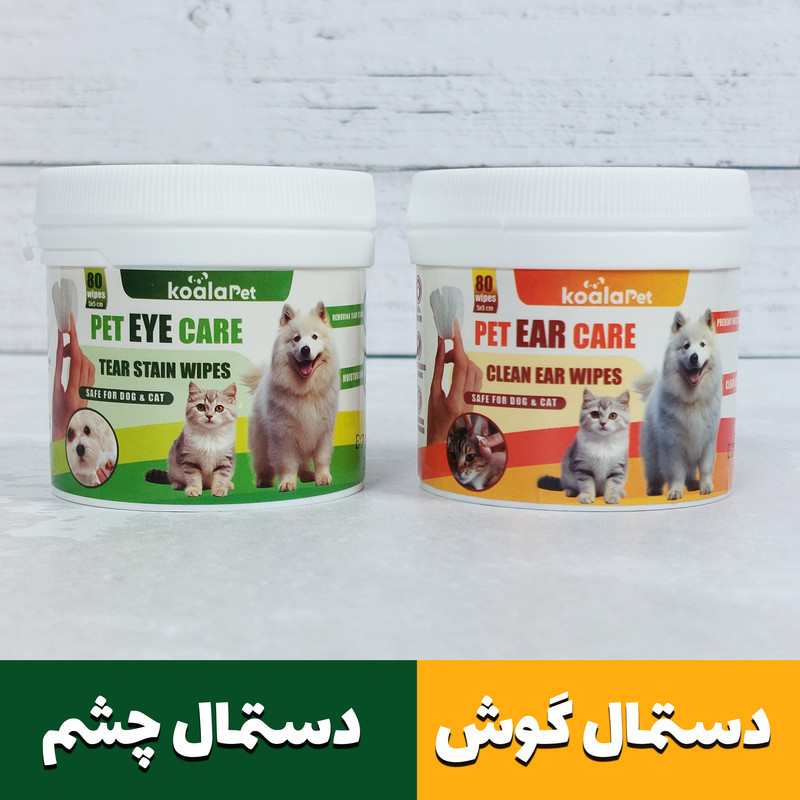 دستمال مرطوب سگ و گربه مخصوص گوش و اطراف چشم کوالاپت مدل  Wipes03 بسته دو عددی
