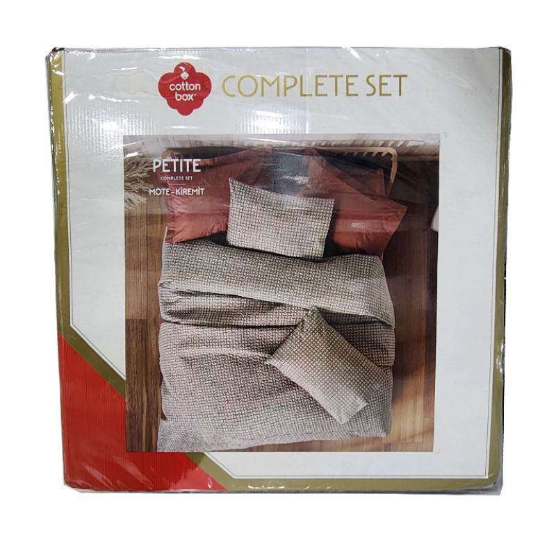 سرویس روتختی دو نفره 4 تکه کاتن باکس مدل Complete Set Petite Mote Kiremit C.K+FTT