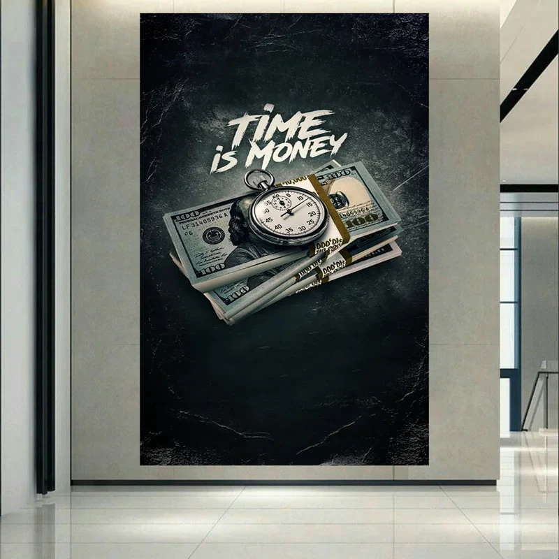 تابلو بوم طرح صد دلاری مدل Time is Money کد AR2302