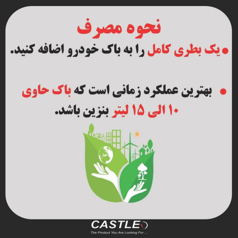 کاتالیز شوی داخل باکی خودروهای بنزینیگازسوز کستل مدل کاتالیست فلاش حجم 280 میلی لیتر