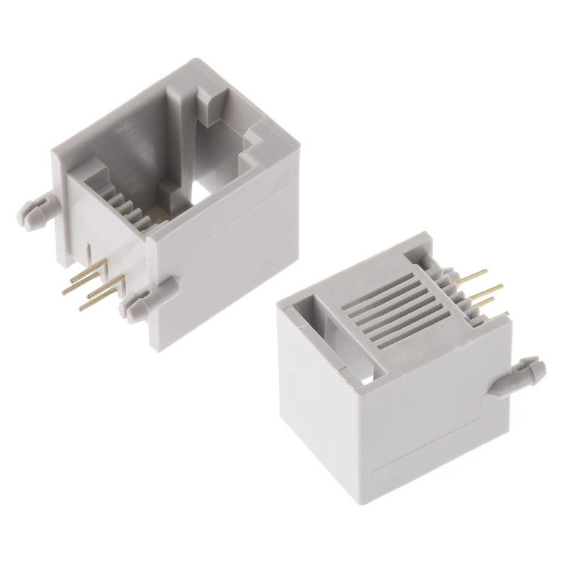 کانکتور 1 به 2 مادگی تلفن مدل 6P4C-RJ11-Right.Angle بسته 10 عددی