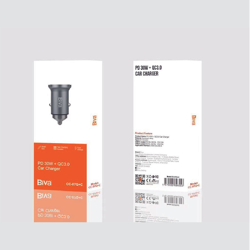 شارژر فندکی 30 وات بیوا مدل CC-07Q+C